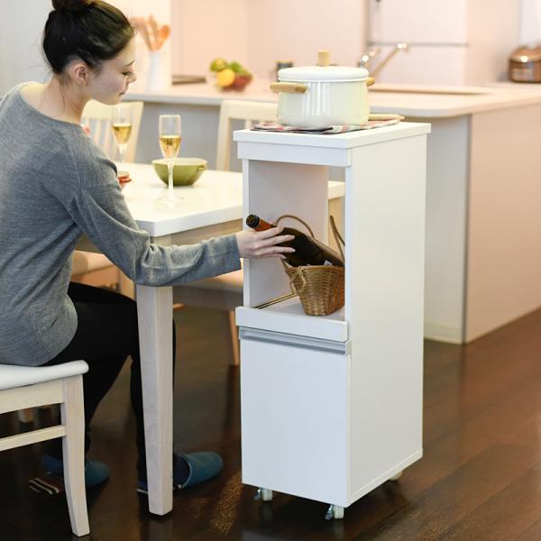 キッチンラック ワゴン 収納棚 食器棚 スリム スライド棚 キャスター