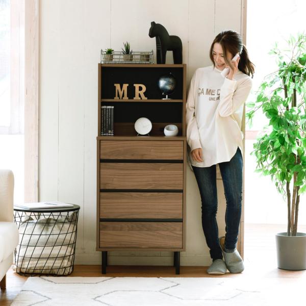 サイドボード ディスプレイラック 棚 収納 引き出し 4段 オープン