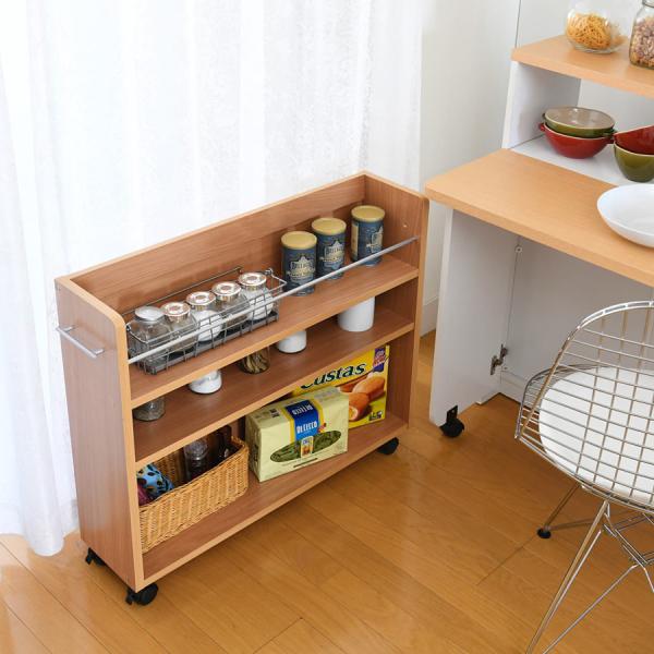 収納棚 収納ラック ワイド 幅広 キャスター付き スリム クローゼット