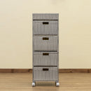 ランドリーチェスト 4段 ラタン調 リゾート風 和風 アジアン キャスターつき おしゃれ ランドリー チェスト 収納棚 【納期B】【skb-tme09】