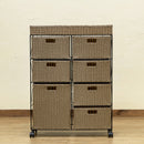 チェスト 収納棚 ワイド ラタン調 リゾート風 和風 アジアン キャスターつき おしゃれ ランドリーチェスト 4段 引き出し 着替え タオル 衣類 通気性 【納期B】【skb-tme10】