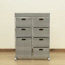 チェスト 収納棚 ワイド ラタン調 リゾート風 和風 アジアン キャスターつき おしゃれ ランドリーチェスト 4段 引き出し 着替え タオル 衣類 通気性 【納期B】【skb-tme10】