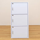 収納ラック 3段 扉つき 鍵付き 取っ手 収納棚 ラック シンプル 北欧 おしゃれ 白 ホワイト 茶 【納期B】【fb03k】