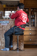 カウンターチェア バーチェア 椅子 昇降式 背もたれ おしゃれ バースツール レトロ スタイリッシュ 座面 丸型 円形 クッション性 フェイクレザー 【納期B】【skb-clf16】