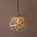 ペンダントライト ガラス モザイクタイル LED対応 ステンドガラス ステンドグラス 北欧 おしゃれ 1灯 led電球付き 円形 丸型 かわいい インテリア 吊下げ照明 【納期C】【akz-mosaic-9】