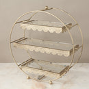 ディスプレイラック コレクショントレー ラック トレイ 収納 棚 3段 アンティーク調 円形 丸 アクセサリー 白 ホワイト ガーリー かわいい 姫系 ヨーロピアン 【納期C】【akz-sa993223-3】