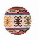 座布団 チェアマット キリム 柄 オルテガ調 デザイン おしゃれ シートクッション チェア用 ベンチ用 ダイニング 円座クッション リビング 円形 丸型 約40cm 【納期B】【azm-fab-003】
