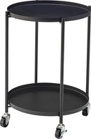 サイドテーブル キャスターつき おしゃれ 北欧 スチール製 トレー ソファサイド ベッドサイド トレイ 2段 収納 ディスプレイ スタンド 黒 ブラック 白 ホワイト 【納期B】【azm-lfs-884】