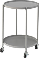 サイドテーブル キャスターつき おしゃれ 北欧 スチール製 トレー ソファサイド ベッドサイド トレイ 2段 収納 ディスプレイ スタンド 黒 ブラック 白 ホワイト 【納期B】【azm-lfs-884】