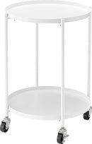 サイドテーブル キャスターつき おしゃれ 北欧 スチール製 トレー ソファサイド ベッドサイド トレイ 2段 収納 ディスプレイ スタンド 黒 ブラック 白 ホワイト 【納期B】【azm-lfs-884】