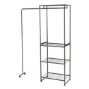 ハンガーラック 伸縮式 棚 キャスターつき 大容量 スチール製 使いやすい 頑丈 フレーム グレー ホワイト 白 ハンガースタンド 収納スペース 3段 コート 洋服 【納期A】【azm-mip-66】