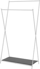 ハンガーラック スリム 2段 シンプル 大容量 スチール製 使いやすい 頑丈 フレーム グレー ホワイト 白 ハンガースタンド 収納スペース 棚 折り畳み 折りたたみ 【納期B】【azm-mip-69】