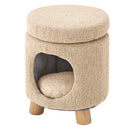 ペットハウス 猫 ねこ ネコ スツール 椅子 収納 脚つき インテリア デザイン 遊び場 ペット クッション付き かわいい おしゃれ ファブリック素材 丸型 円形 【納期B】【azm-pet-61】