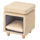 ペットハウス 猫 ねこ スツール 椅子 収納 脚つき インテリア 遊び場 ペット クッション付き かわいい おしゃれ ファブリック素材 【納期B】【azm-pet-62】