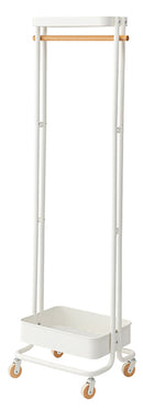 ハンガーラック おしゃれ 北欧 スリム 幅50cm ハンガーワゴン キャスター付き 収納付き 収納棚 ロング 大きい コート ワンピース ハンガーポール メッシュ棚 【納期B】【azm-pw-55】