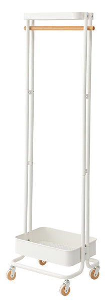 ハンガーラック おしゃれ 北欧 スリム 幅50cm ハンガーワゴン キャスター付き 収納付き 収納棚 ロング 大きい コート ワンピース ハンガーポール メッシュ棚 【納期B】【azm-pw-55】