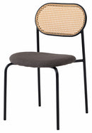 ダイニングチェア 椅子 おしゃれ 北欧 アジアン 肘掛けなし ナチュラル ラタン調 デザイン カントリー調 カフェ風 韓国風 脚 スチール 黒 座面 クッション性 【納期A】【azm-toe-125】