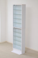 コレクションケース 薄型 大型 コレクションラック コレクション 棚 ガラス 扉 収納棚 壁面収納 フィギュアケース スリム 白 ホワイト ダークブラウン 茶色 黒系 【納期A】【clr-485】