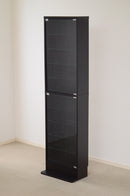 コレクションケース 薄型 大型 コレクションラック コレクション 棚 ガラス 扉 収納棚 壁面収納 フィギュアケース スリム 白 ホワイト ダークブラウン 茶色 黒系 【納期A】【clr-485】