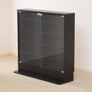 コレクションケース 薄型 コレクションラック ロータイプ 収納棚 ガラス 扉 壁面 フィギュアケース 人形 ローボード 白 ホワイト ダークブラウン 茶色 黒系 【納期A】【clr-900】