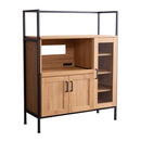 レンジ台 レンジラック キッチンラック ビンテージ風 アンティーク調 西海岸 スタイリッシュ おしゃれ カフェ風 Cafe 木目 スチール 脚 スライド棚 開き扉 【納期A】【szo-gck-90r】