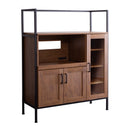 レンジ台 レンジラック キッチンラック ビンテージ風 アンティーク調 西海岸 スタイリッシュ おしゃれ カフェ風 Cafe 木目 スチール 脚 スライド棚 開き扉 【納期A】【szo-gck-90r】