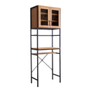 ごみ箱上ラック 2列 食器棚 キッチンラック ゴミ箱 オープンラック ガラス扉 可動棚 レンジ棚 収納ラック レトロ 西海岸 ダイニング リビング カフェ風 【納期A】【szo-gck-t2s】