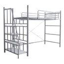 ロフトベッド 階段 パイプベッド 大人 二段ベッド 宮棚 コンセント 一人暮らし かっこいい スタイリッシュ スチール シルバー ブラック ホワイト ブラウン 【納期A】【szo-ht70-95r】