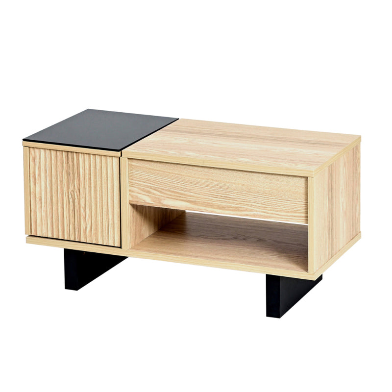 リフティングテーブル ロータイプ ガラス リビング センターテーブル 収納スペース 天板下 昇降 モダン 伸縮 幅80cm オープンラック 背面化粧 北欧 おしゃれ 【納期A】【jpk-fwm-0003】