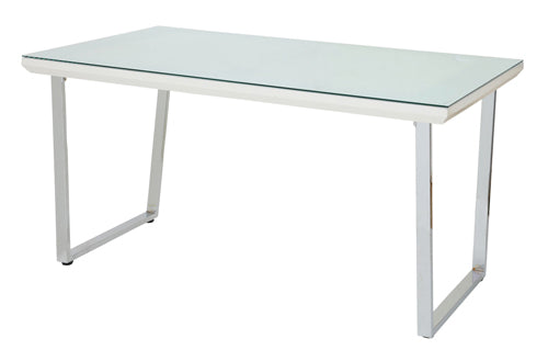 ダイニングテーブル 4人用 モダン おしゃれ 北欧 135×80cm ガラス 天板 シンプル スタイリッシュ スチール脚 白 ホワイト 黒 ブラック (テーブル以外別売) 【納期B】【lic-akg-010】