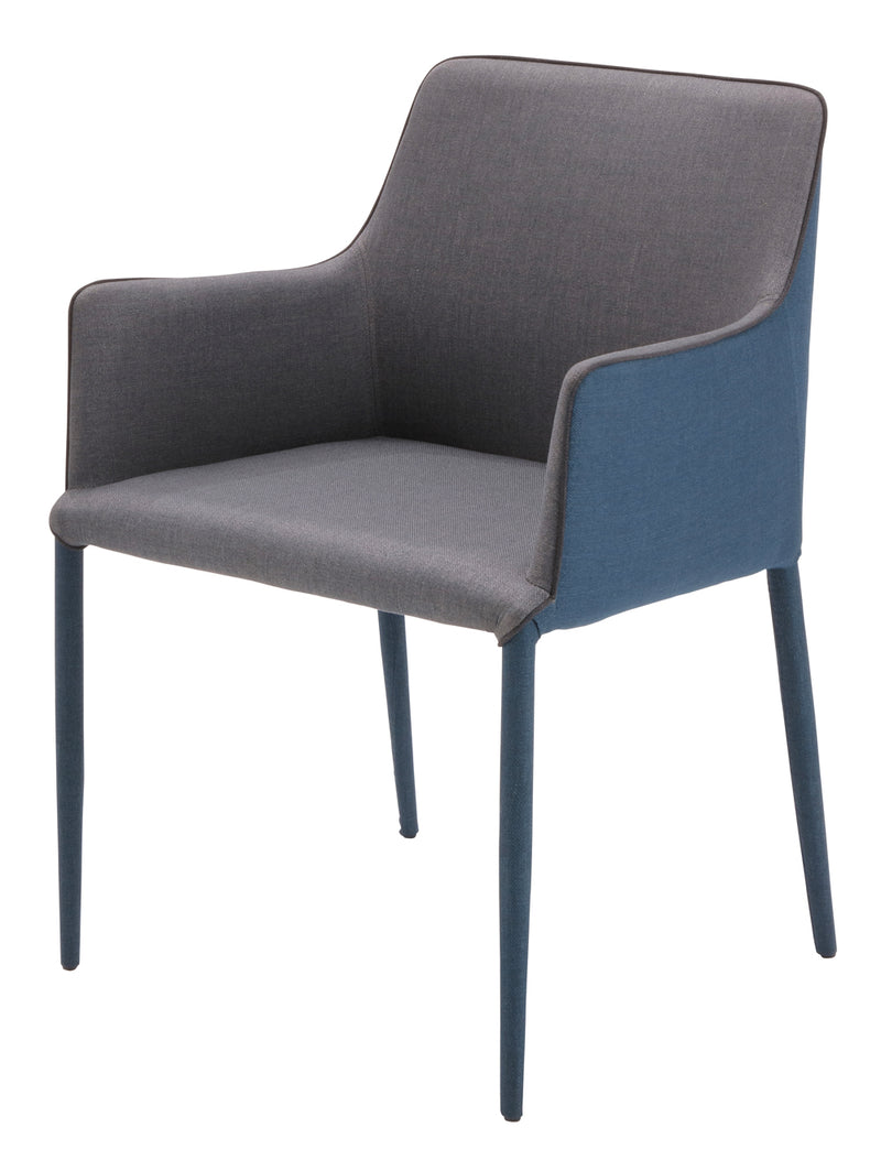 ダイニングチェア 単品 椅子 おしゃれ 北欧 肘掛け ひじ シンプル ブルー 青 グレー バイカラー 完成品 ファブリック 布地 布張り 貼り モダン アート デザイン 【納期B】【lic-akg-051】