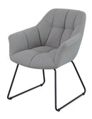 ダイニングチェア 単品 おしゃれ デザイン モダン スタイリッシュ アート 脚 曲線 芸術的 インテリア 椅子 イス グレー シック ひじ付き 厚み リビング 【納期B】【lic-akg-056】