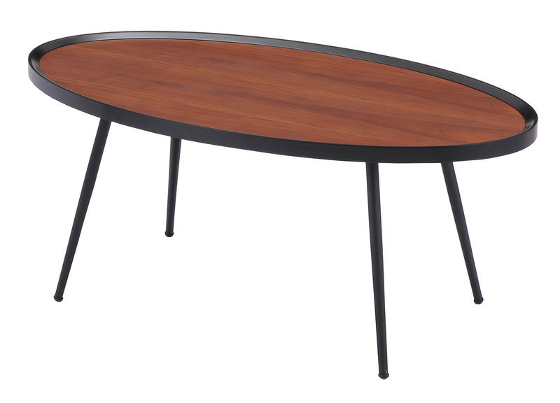 リビングテーブル センターテーブル ローテーブル 楕円形 丸型 おしゃれ モダン 北欧 スタイリッシュ 木目 天板 スチール脚 黒 ブラック 【納期B】【lic-akg-067】