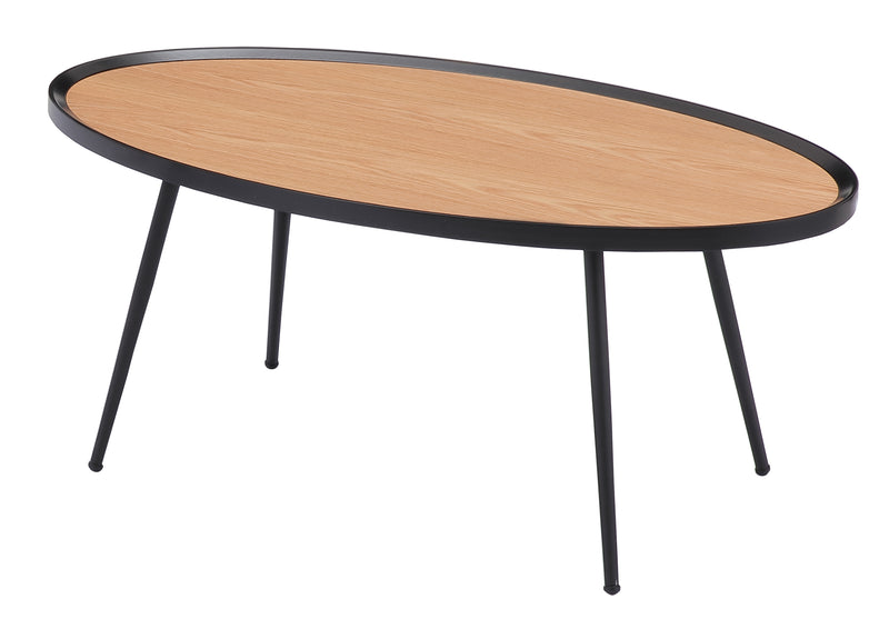 リビングテーブル センターテーブル ローテーブル 楕円形 丸型 おしゃれ モダン 北欧 スタイリッシュ 木目 天板 スチール脚 黒 ブラック 【納期B】【lic-akg-067】