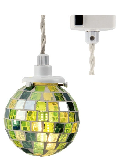 ペンダントライト LED 照明器具 おしゃれ 天井照明 ガラス モザイクタイル 球体 かわいい 昭和レトロ モダン 大正ロマン 浪漫 ボール球 ワンタッチ 取り付け簡単 【納期B】【lic-ksm-0002】