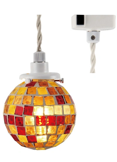 ペンダントライト LED 照明器具 おしゃれ 天井照明 ガラス モザイクタイル 球体 かわいい 昭和レトロ モダン 大正ロマン 浪漫 ボール球 ワンタッチ 取り付け簡単 【納期B】【lic-ksm-0002】