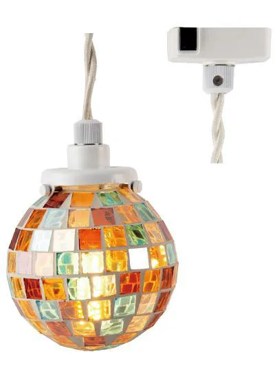 ペンダントライト LED 照明器具 おしゃれ 天井照明 ガラス モザイクタイル 球体 かわいい 昭和レトロ モダン 大正ロマン 浪漫 ボール球 ワンタッチ 取り付け簡単 【納期B】【lic-ksm-0002】