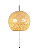 ペンダントライト LED電球 2灯 照明器具 おしゃれ 天井照明 アバカ 麻 和風 昭和レトロ モダン 大正ロマン 浪漫 シェード ワンタッチ 取り付け簡単 ナチュラル 【納期B】【lic-ksm-0019】