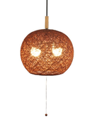 ペンダントライト LED電球 2灯 照明器具 おしゃれ 天井照明 アバカ 麻 和風 昭和レトロ モダン 大正ロマン 浪漫 シェード ワンタッチ 取り付け簡単 ナチュラル 【納期B】【lic-ksm-0019】