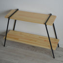 ラック 2段 収納ラック 棚 おしゃれ 台形 北欧 カフェ風 インテリア ナチュラル カントリー アメリカン アイアン 脚 シンプル 木製 棚板 天然木 スタイリッシュ 【納期B】【lic-nit-0007】