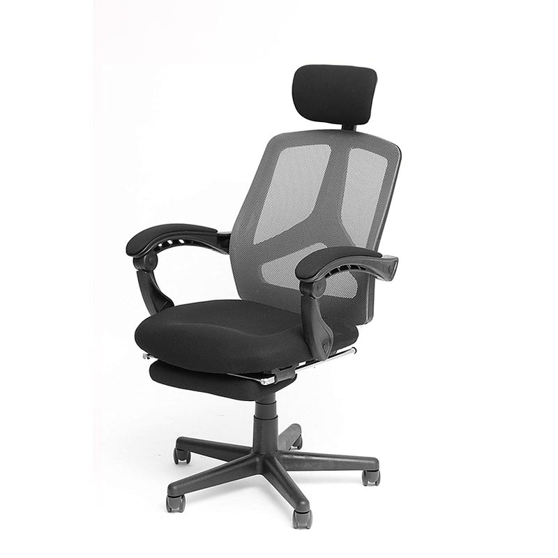 オフィスチェア メッシュ リクライニング 足置き オットマン 椅子 事務 パソコンチェア PCチェア ひじ掛け 肘付き 黒 ブラック ブルー 青 グリーン 緑 グレー 【納期D】【lic-tan-145】