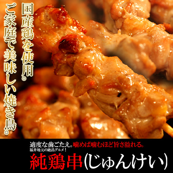 焼き鳥 セット 20串 家庭用 焼鳥 冷凍 やきとり 純鶏串 じゅんけい 親鶏 もも肉 国産 鶏肉 鳥肉 福井 名物 バーベキュー BBQ 美味しい 【納期E】【nk00000014】