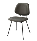 椅子 チェアー ダイニングチェア リビング ブラック グレー スチール クロスレザー アームレス ゆったり ボリューム ワイド 幅広 スタイリッシュ モダン お洒落 【納期A】【azm-pc-78】