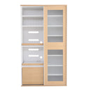 食器棚 スライド ガラス扉 キッチン収納 キッチン 引き戸 スライド棚 レンジラック 可動棚 トレー コンセント 引き出し おしゃれ スタイリッシュ シンプル 北欧 【納期A】【szo-sgdl-18100】