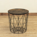 サイドテーブル 丸 40cm 幅 直径 収納 おしゃれ 北欧 円形 天板 取り外し バスケット かご カゴ アメリカン カジュアル レトロ ビンテージ風 ヴィンテージ調 【納期B】【skb-sh14】