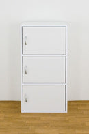 収納棚 ラック 3段 扉付き 取っ手つき 収納 棚 シンプル 北欧 おしゃれ 白 ホワイト 茶色 ドア付き 収納ラック カラーボックス ナチュラル 木目柄 【納期B】【skb-fb03d】