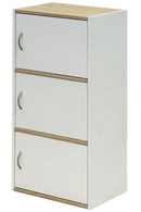 収納ラック 3段 棚 収納棚 扉付き ドアつき 玄関 リビング 本棚 電話台 物置き おしゃれ 北欧 シンプル 家具調 使いやすい インテリア ブラック 黒 ホワイト 白 【納期B】【skb-hmp25】