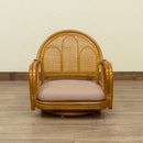 座椅子 回転 肘掛け付き フロアチェア ラタン アジアン 和風 和室 ロータイプ 完成品 クッション 座面 取り外し可能 回転座椅子 ひじ掛け ローバック コンパクト 【納期B】【skb-im13】