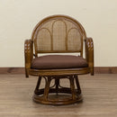 座椅子 回転 肘掛付き 回転座椅子 高座椅子 肘掛け付き ひじ付き 背もたれ 和風 アジアン おしゃれ 和室 クッション座面 ラタン 天然素材 藤 コンパクト 茶色 【納期B】【skb-im14】