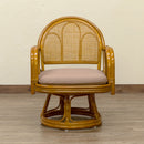 座椅子 回転 肘掛付き 回転座椅子 高座椅子 肘掛け付き ひじ付き 背もたれ 和風 アジアン おしゃれ 和室 クッション座面 ラタン 天然素材 藤 コンパクト 茶色 【納期B】【skb-im14】